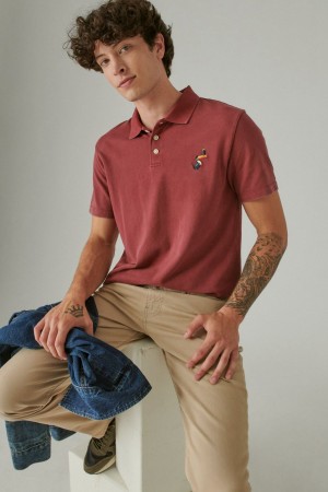 Lucky Brand Guinness Men's Polo Dark Brown | South Africa-WOE027618