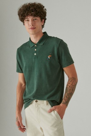 Lucky Brand Guinness Men's Polo Deep Green | South Africa-PSH754983