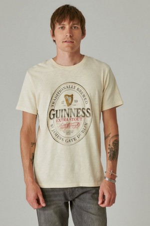 Lucky Brand Guinness Oval Men's T-Shirts Cream | South Africa-OHY516749