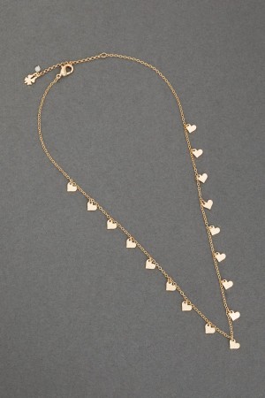 Lucky Brand Heart Charm Women's Necklace Gold | South Africa-QCV052863