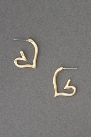 Lucky Brand Heart Hoop Women's Earrings Gold | South Africa-RYS987316