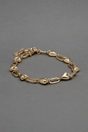 Lucky Brand Heart Link Women's Bracelet Gold | South Africa-SLQ542013