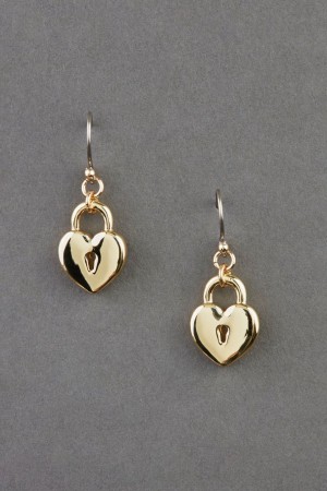 Lucky Brand Heart Lock Drop Women's Earrings Silver | South Africa-BUO806197