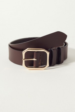 Lucky Brand High Shine Buckle Women's Belts Dark Brown | South Africa-YKS968305