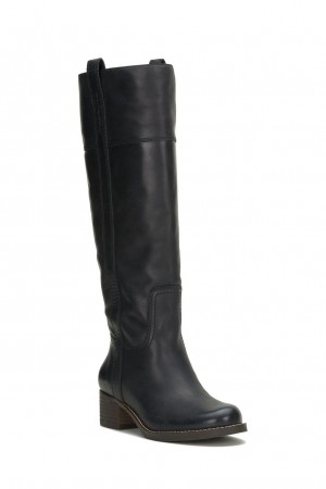 Lucky Brand Hybiscus Leather Women's Knee High Boots Black | South Africa-FEU180463