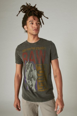 Lucky Brand Iggy Pop Raw Power Men's T-Shirts Black | South Africa-KYH867543