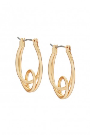 Lucky Brand Knotted Loop Oval Hoop Women's Earrings Gold | South Africa-XAF370289