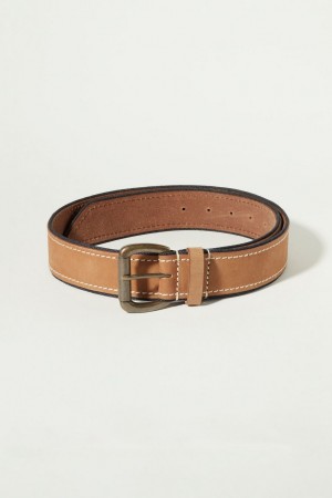 Lucky Brand Leather And Denim Detail Men's Belts Brown | South Africa-ZGH210459