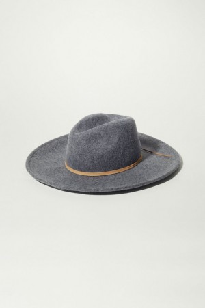 Lucky Brand Leather Tie Wool Ranger Women's Hat Light Grey | South Africa-XDY912064