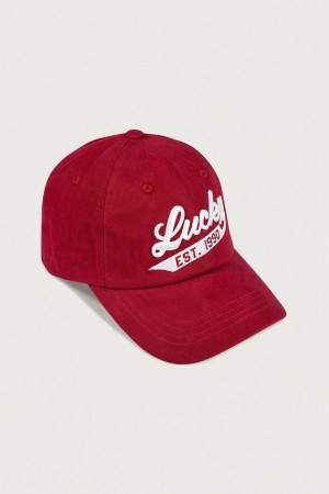 Lucky Brand Lucky 1990 Embroidered Dad Men's Hat Dark Red | South Africa-KHI617905