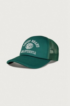 Lucky Brand Lucky Collegiate Trucker Men's Hat Dark Green | South Africa-DNY610279