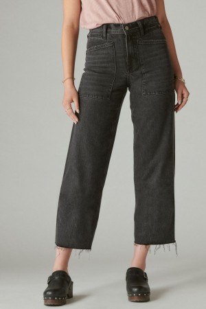 Lucky Brand Lucky Legend High Rise Wide Leg Women's Jeans Black | South Africa-QFT457128