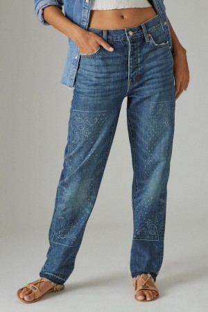 Lucky Brand Lucky Legend Paisley High Rise Drew Mom Women's Jeans Blue | South Africa-RTE691307