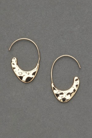 Lucky Brand Modern Hammered Threader Women's Earrings Gold | South Africa-XRO130569