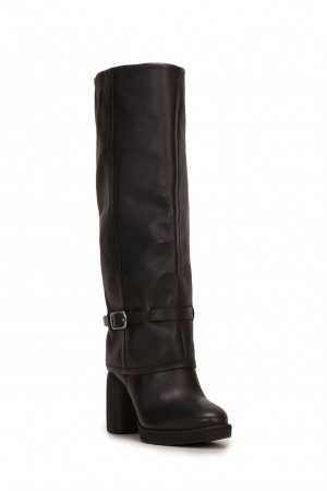 Lucky Brand Nathari Foldover Women's Knee High Boots Black | South Africa-ZLW785936