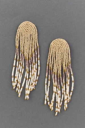 Lucky Brand Natural Beaded Statement Women's Earrings Gold | South Africa-QXT534860