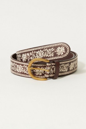 Lucky Brand Natural Floral All Over Emb Women's Belts Brown | South Africa-RMQ083251