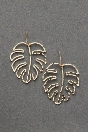 Lucky Brand Open Monstera Threader Women's Earrings Gold | South Africa-OJT092467