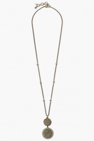 Lucky Brand Openwork Double Pendant Women's Necklace Gold | South Africa-NTI041685