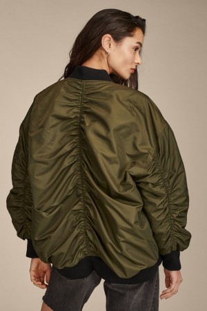 Lucky Brand Oversized Bomber Women's Jacket Olive | South Africa-OEV945276