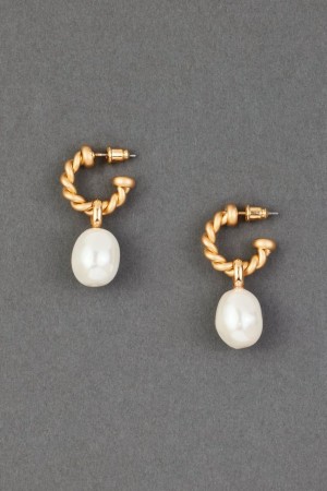 Lucky Brand Pearl Braided Hoop Women's Earrings Gold | South Africa-KSU460582