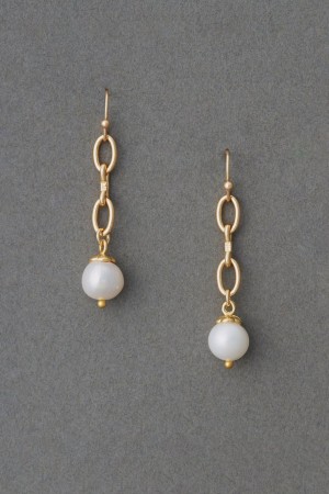 Lucky Brand Pearl Chain Drop Women's Earrings Gold | South Africa-JAY327516