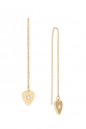 Lucky Brand Pearl Heart Threader Women's Earrings Gold | South Africa-LGU392710