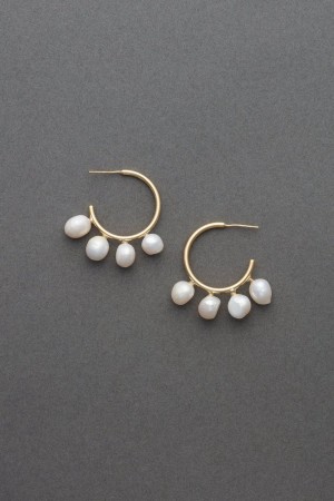 Lucky Brand Pearl Hoop Women's Earrings Gold | South Africa-FJQ971320