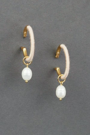 Lucky Brand Pearl Threaded Hoop Women's Earrings Gold | South Africa-WHV178352