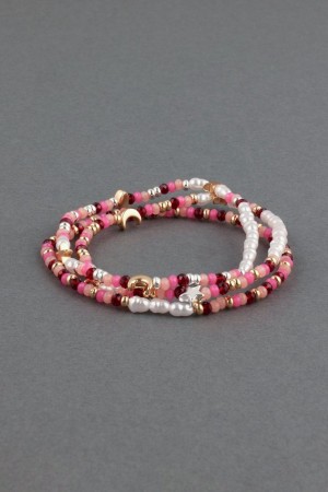 Lucky Brand Pink Beaded Women's Bracelet Multicolor | South Africa-EAJ129407