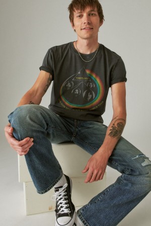 Lucky Brand Pink Floyd Rainbow Men's T-Shirts Black | South Africa-LXG264179