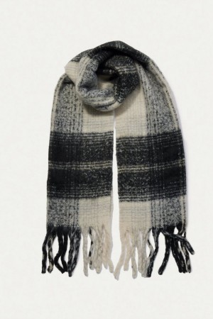 Lucky Brand Plaid Blanket Men's Scarf Black / Cream | South Africa-MPK645908