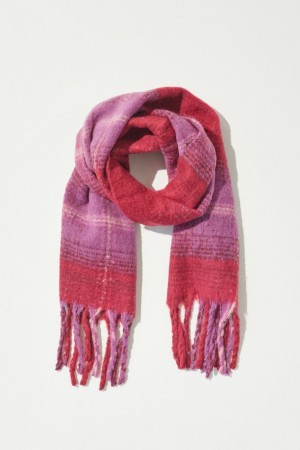 Lucky Brand Plaid Blanket Women's Scarf Pink | South Africa-NKW803647