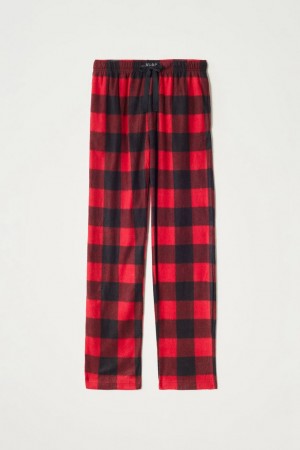 Lucky Brand Plaid Fleece Sleep Men's Pants Red | South Africa-HUB604815