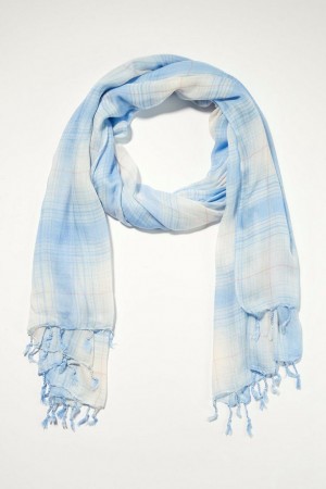 Lucky Brand Plaid Women's Scarf Light Blue | South Africa-ZAP917680