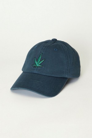 Lucky Brand Pot Leaf Baseball Men's Hat Dark Blue | South Africa-YZS192670