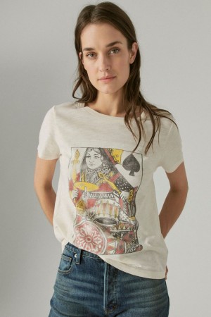 Lucky Brand Queen Of Spades Classic Crew Women's T-Shirts Pink | South Africa-IBM410976