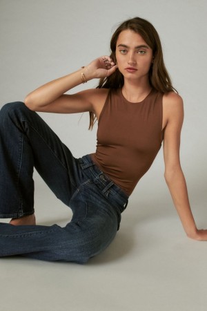 Lucky Brand Racer Bodysuit Women's Tank Top Brown | South Africa-ICH721489