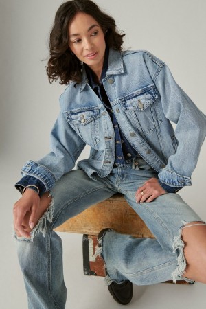 Lucky Brand Relaxed Denim Trucker Women's Jacket Blue | South Africa-RLV281065