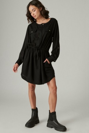 Lucky Brand Relaxed Surplus Shirt Women's Dress Black | South Africa-CTV283106