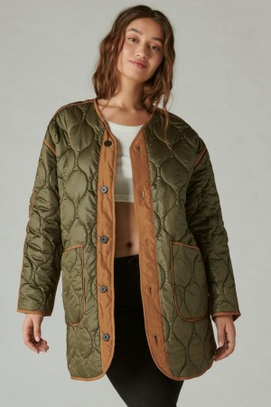 Lucky Brand Reversible Shine Quilted Liner Women's Jacket Brown | South Africa-THA807253