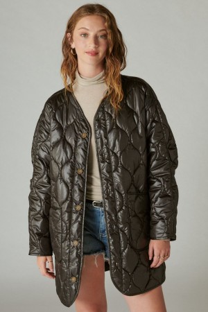 Lucky Brand Reversible Shine Quilted Liner Women's Jacket Black | South Africa-FBV962087