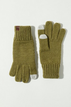 Lucky Brand Ribbed Wool Knit Texting Women's Gloves Dark Green | South Africa-VXP130725