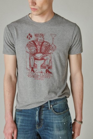 Lucky Brand Royal Flush Men's T-Shirts Grey | South Africa-WGR286945