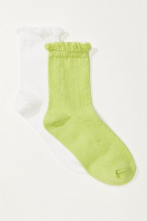 Lucky Brand Ruffle Crew Pack Women's Socks Green | South Africa-UTI182705