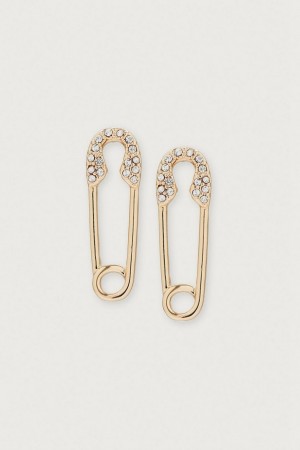 Lucky Brand Safety Pin Women's Earrings Gold | South Africa-KCN047568