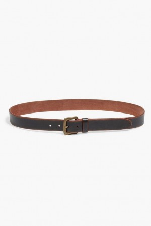 Lucky Brand Santa Fe Leather Men's Belts Black | South Africa-DKC107684