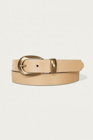 Lucky Brand Sculpted Buckle Set Leather Women's Belts Beige | South Africa-QLK065218