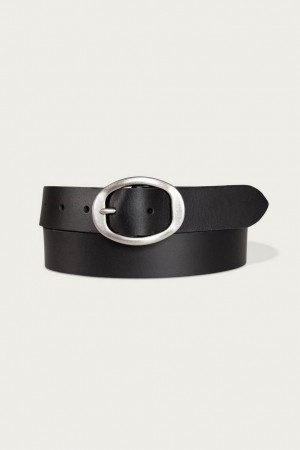 Lucky Brand Sculpted Center Bar Buckle Leather Women's Belts Black | South Africa-AUO572814