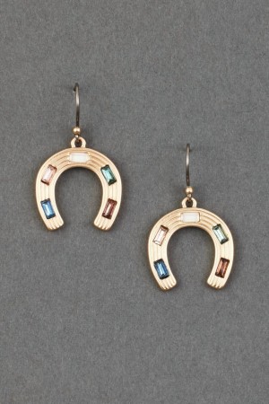 Lucky Brand Set Stone Horseshoe Drop Women's Earrings Gold | South Africa-SIG601579